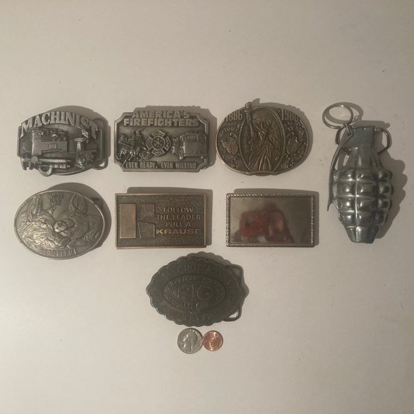 Vintage Lot of 8 Assorted Different Country and Western Wear Style Belt Buckles,